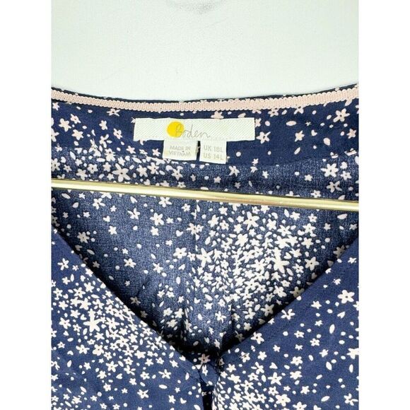 Boden Womens Truro A-Line Dress UK 18L US 14L Blue Floral Short Sleeve V Neck - Picture 4 of 4